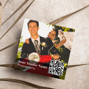 Elegante Zwarte Eenvoudige Fotografie Contact Info Vierkante Visitekaartje