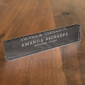 Elegante zwarte eiken houtnerf look naambordje (Zijkant)