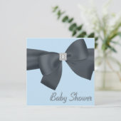 Elegante zwarte en blauwe babyshower kaart (Staand voorkant)