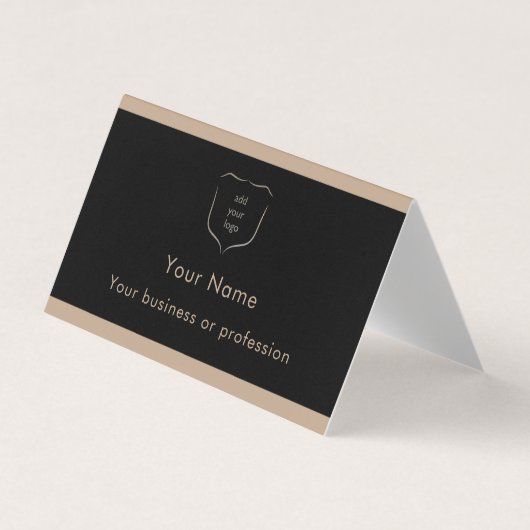Elegante zwarte en bruine logo QR-code professione Visitekaartje (Voorkant)