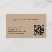 Elegante zwarte en bruine logo QR-code professione Visitekaartje (Achterkant)
