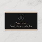 Elegante zwarte en bruine logo QR-code professione Visitekaartje (Voorkant)