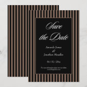 Elegante zwarte en bruine strepen Bewaar de datum Kaart (Voorkant / Achterkant)