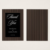 Elegante zwarte en bruine strepen Dank u kaart (Voorkant /achterkant)