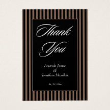 Elegante zwarte en bruine strepen Dank u kaart