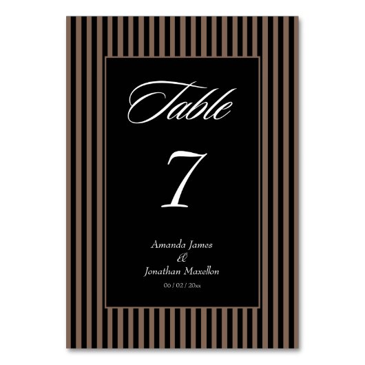 Elegante zwarte en bruine strepen kaart (Voorkant)