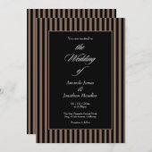 Elegante zwarte en bruine verticale strepen bruilo kaart (Voorkant / Achterkant)