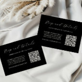 Elegante zwarte en crèmekleurige QR-code-huwelijks RSVP Kaartje