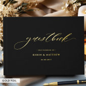 Elegante zwarte en echte Folie kalligrafie bruilof Gastenboek