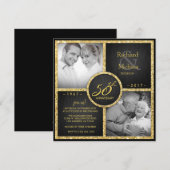 Elegante zwarte en gouden 50ste huwelijksjubileum kaart (Voorkant / Achterkant)