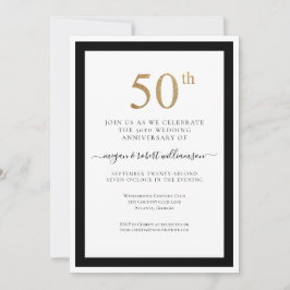 Elegante zwarte en gouden 50ste huwelijksverjaarda kaart