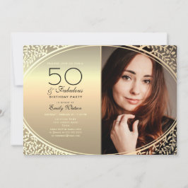 Elegante zwarte en gouden 50ste verjaardag kaart
