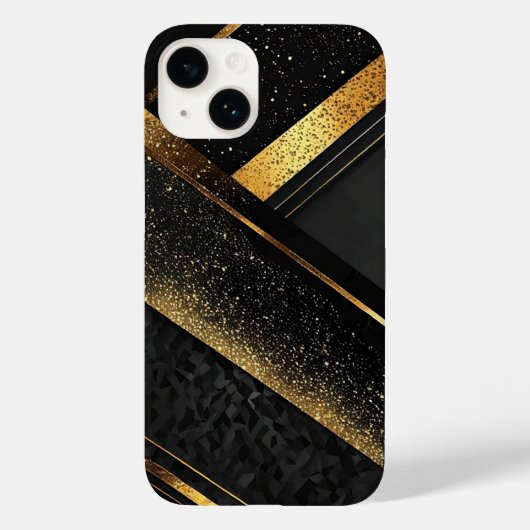 Elegante Zwarte en Gouden Abstracte Achtergrond Case-Mate iPhone Case (Achterkant)