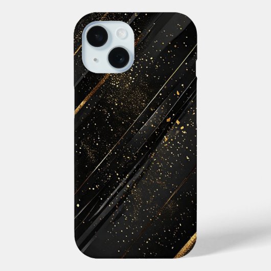 Elegante Zwarte en Gouden Abstracte Achtergrond Case-Mate iPhone Case (Achterkant)