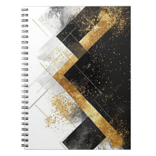 Elegante Zwarte en Gouden Abstracte Achtergrond Notitieboek