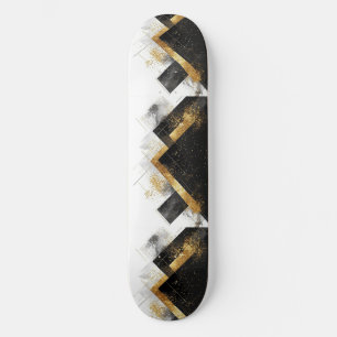 Elegante Zwarte en Gouden Abstracte Achtergrond Persoonlijk Skateboard