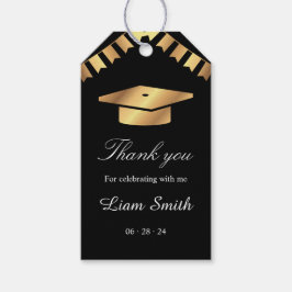 Elegante zwarte en gouden afstudeer dank je favori cadeaulabel