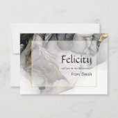 Elegante zwarte en gouden alcohol inkt bruidsmeisj kaart (Voorkant)