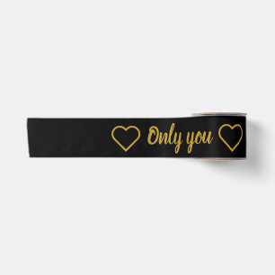 Elegante Zwarte en Gouden "Alleen Jij" Romantisch Satijnen Lint