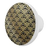 Elegante zwarte en gouden Art Deco-ladeknoppen - S Keramische Knop (Rechts)