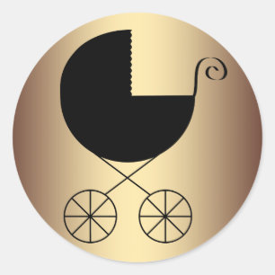 Elegante zwarte en gouden babyshower ronde sticker