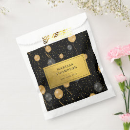Elegante zwarte en gouden ballonnen bedankzakje