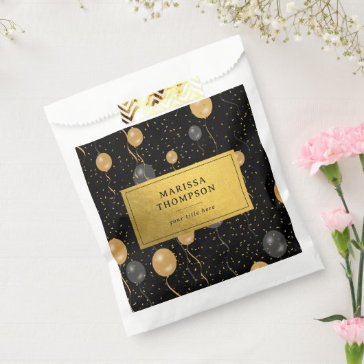 Elegante zwarte en gouden ballonnen bedankzakje (Gezegeld)