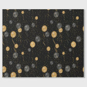 Elegante zwarte en gouden ballonnen cadeaupapier (Vlak)