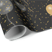 Elegante zwarte en gouden ballonnen cadeaupapier (Rol Hoek)