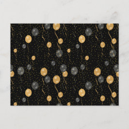 Elegante zwarte en gouden ballonnen feestdagenkaart