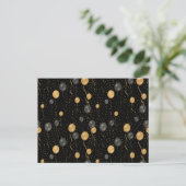 Elegante zwarte en gouden ballonnen feestdagenkaart (Staand voorkant)