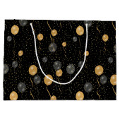 Elegante zwarte en gouden ballonnen groot cadeauzakje (Achterkant)