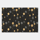 Elegante zwarte en gouden ballonnen inpakpapier vel (Voorkant 2)