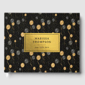 Elegante zwarte en gouden ballonnen Keepsake Gastenboek (Voorkant)