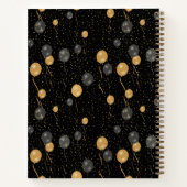 Elegante zwarte en gouden ballonnen Keepsake Notitieboek (Achterkant)