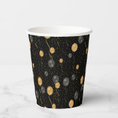 Elegante zwarte en gouden ballonnen papieren bekers (Achterkant)
