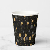 Elegante zwarte en gouden ballonnen papieren bekers (Rechts)