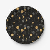 Elegante zwarte en gouden ballonnen papieren bordje (Voorkant)
