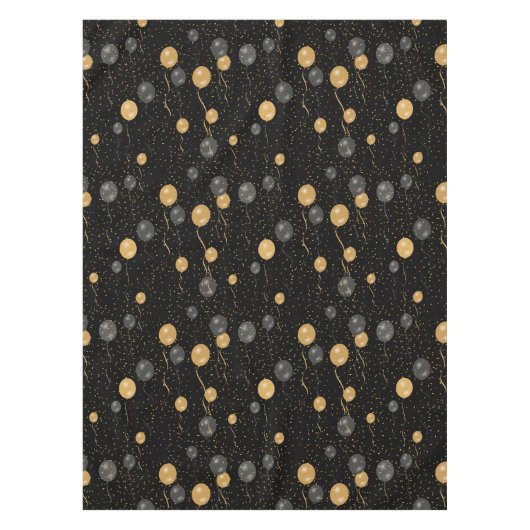Elegante zwarte en gouden ballonnen tafelkleed (Voorkant)