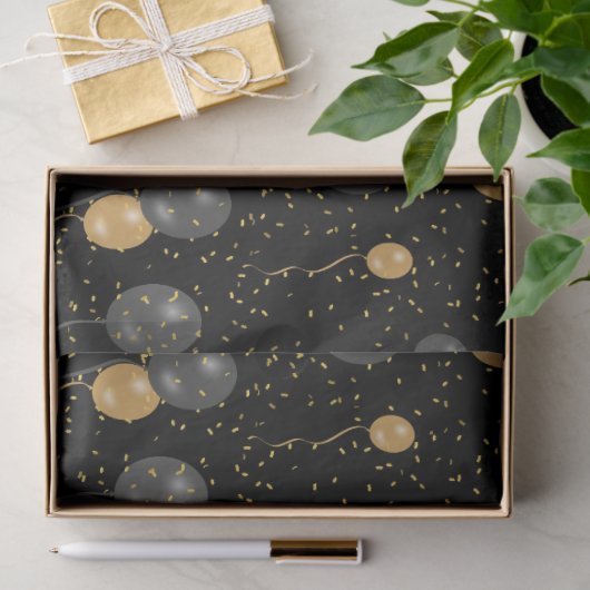 Elegante zwarte en gouden ballonnen tissuepapier (Geschenk)