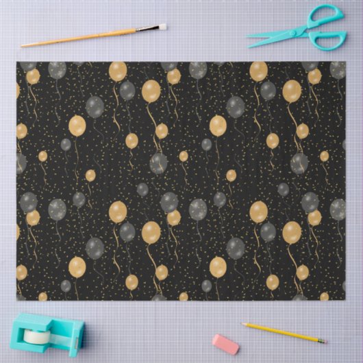 Elegante zwarte en gouden ballonnen tissuepapier (Craft)