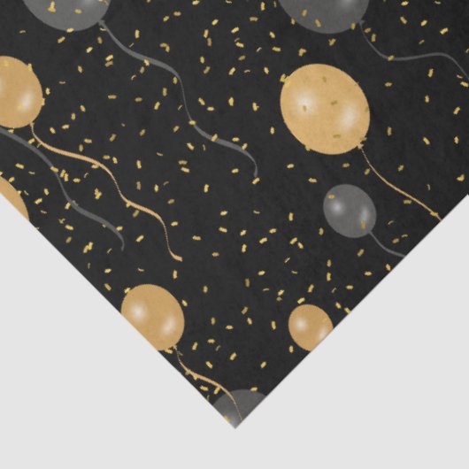 Elegante zwarte en gouden ballonnen tissuepapier (Detail)