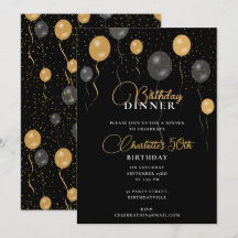 Elegante zwarte en gouden ballonnen verjaardagsdin
