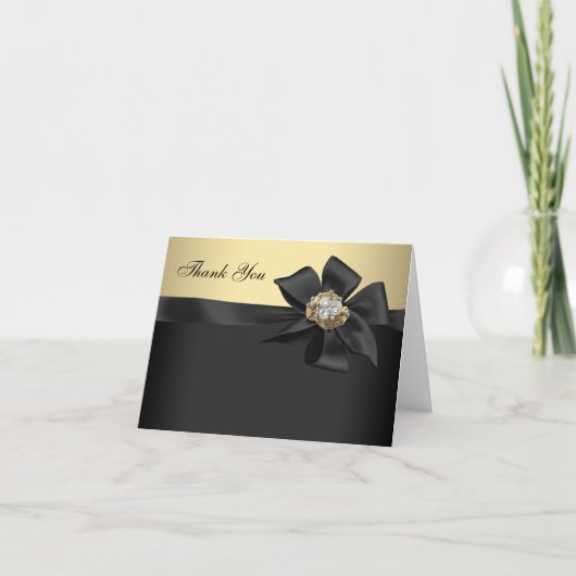 Elegante zwarte en gouden bedankkaartjes bedankkaart (Voorkant)
