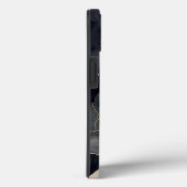 Elegante zwarte en gouden bloemige monogramkunst Case-Mate iPhone case (Achterkant / Rechts)