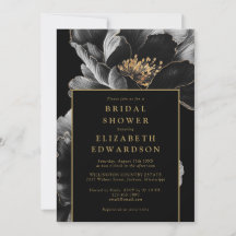 Elegante zwarte en gouden bloemrijke chic bruids d