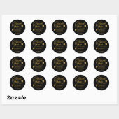 Elegante Zwarte en Gouden Bruidsborrel Dank Je Ronde Sticker (Vel)