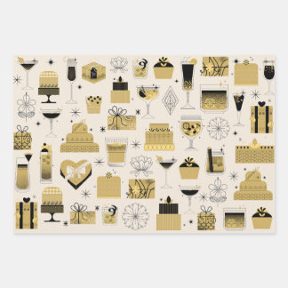 Elegante zwarte en gouden cadeauverpakking inpakpapier vel
