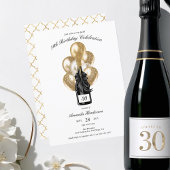 Elegante zwarte en gouden champagne verjaardag kaart