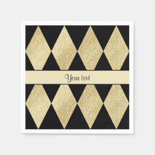 Elegante zwarte en gouden diamanten servet